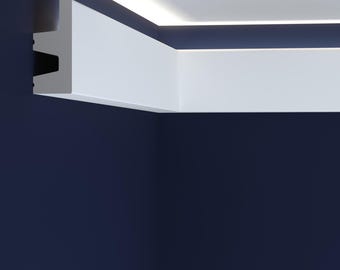 White Polymer LED Light Crown Moulding - 240x7.2cm