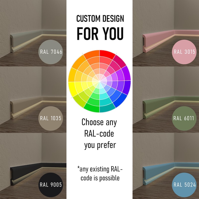 Modern Colored Baseboard Molding: Polymer Skirting Board, Any RAL Color ...