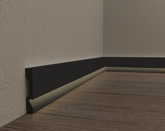 Colored Baseboards Led Floor Light Molding Baseboard, accent wall molding, flat skirting boards,  accent wall trim,  Add your RAL-code