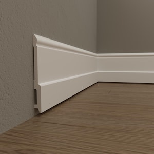 Baseboard Decor, Led Floor Molding, White Moulding, Durable Polymer Board, Accent Wall Trim,  Each is W7&#39; / 240cm