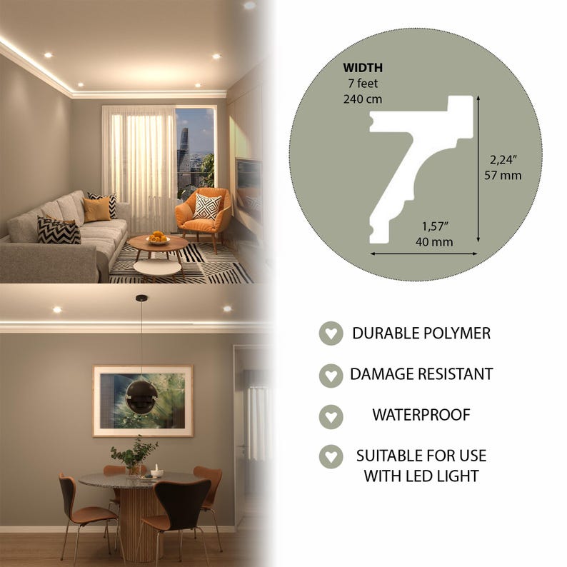 Transform your space with a touch of luxury and modern elegance. Our LED Light Crown Moulding enhances any living room or corridor, adding a sophisticated glow. Perfect for custom installations.
