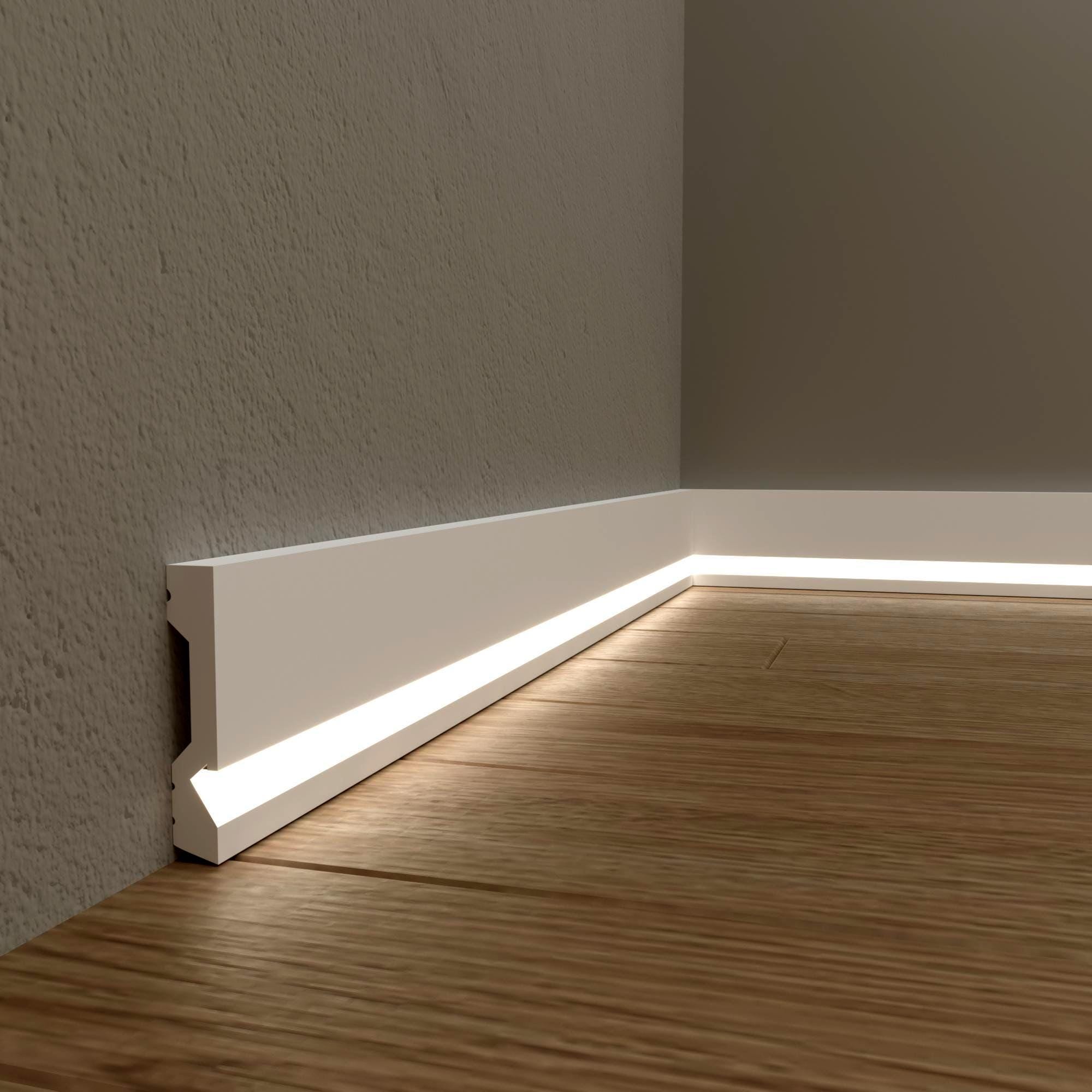 Indirect Lighting Skirtingboards, Led Duct White Baseboard Moulding Decor - Each Skirting Board is 240x11cm/94''wx4,7''h(light Not Included) - Finland Indirect Lighting Skirtingboards, Led Duct White Baseboard Moulding Decor - Each Skirting Board is 240x11cm/94''wx4,7''h(light Not Included) - Finland