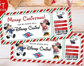 Editable Printable Christmas Disney Cruise Ticket | Disney Cruise Surprise Reveal Ticket | Disney Trip Ticket, Christmas Gift DST12