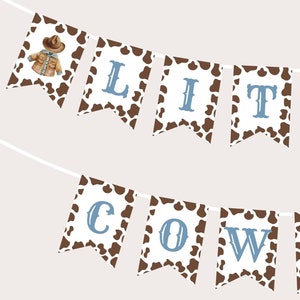 Editable Cowboy Baby Shower or Birthday Garlands | Wild West Little Cowboy Banner | Western Country Rodeo Boy Party Bunting Flag Decor CBB01