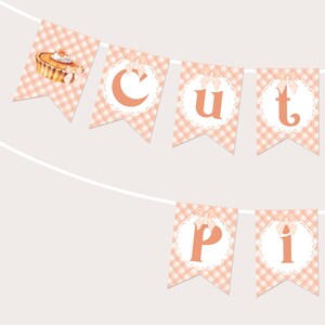 Editable Sweet Cutie Pie Birthday Baby Bridal Shower Garland | FALL Autumn Cutie Pie Banner | Orange Gingham Pie Baby Bunting Flag CPB01