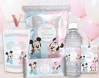 Bomboniere per feste di compleanno a tema Topolino / Sacchetto di patatine per feste di Minnie e Topolino, etichetta per bottiglia d'acqua, Caprisun, Rice Krispie, etichetta per bomboniere MBS01