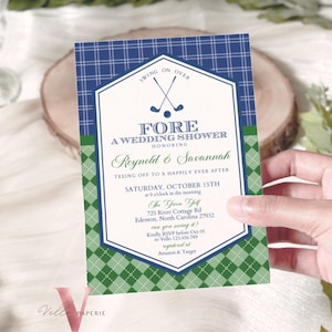 Blue Green GOLF Bridal Shower Par-tee Invitation | Neutral Golf Themed Partee FORE the Bride and Groom | Golf Couple Invite | Wedding Shower