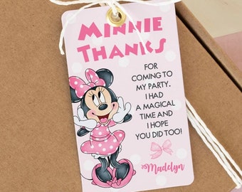 Self Editable Oh TWOdles Minnie Birthday Thankyou Card  | Editable Printable Watercolor Minnie Birthday Party Favor Tag | Gift Tag  MMB01