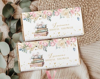 New Chapter Begin Bridal Shower Chocolate Wrapper | Romantic Love Story Party Decor | Books Lover Storybook Bride to Be Hershey Bar NCB03