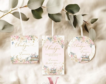 New Chapter Begin Bridal Shower Party Favor Tag | Romantic Love Story Round Label | Books Lover Storybook Bride to Be Square Tag NCB03