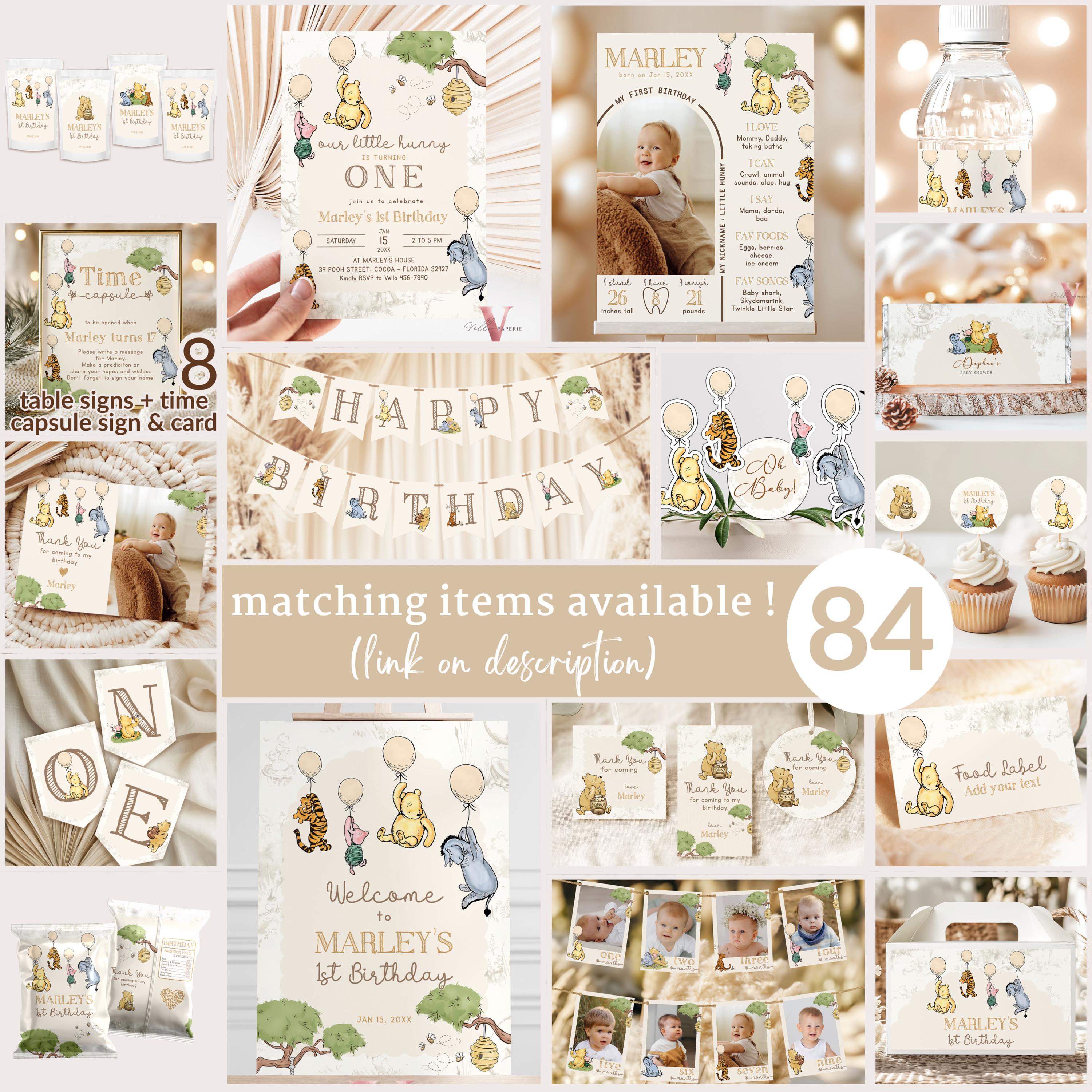 Classic Winnie the Pooh First Year Milestone Sign Photo | Editable ...