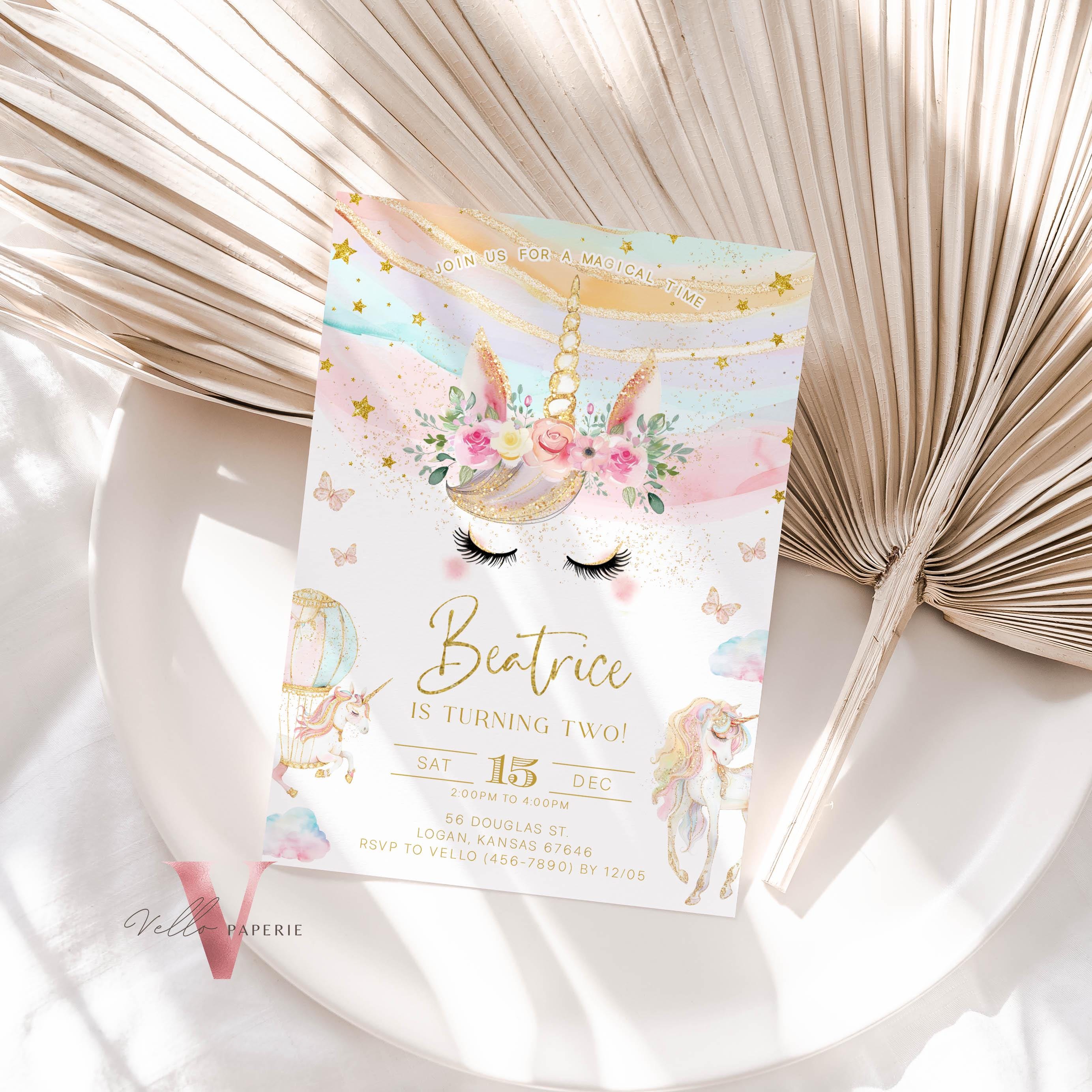 Unicorn Birthday Party Invitation | Editable ANY AGE Colorful