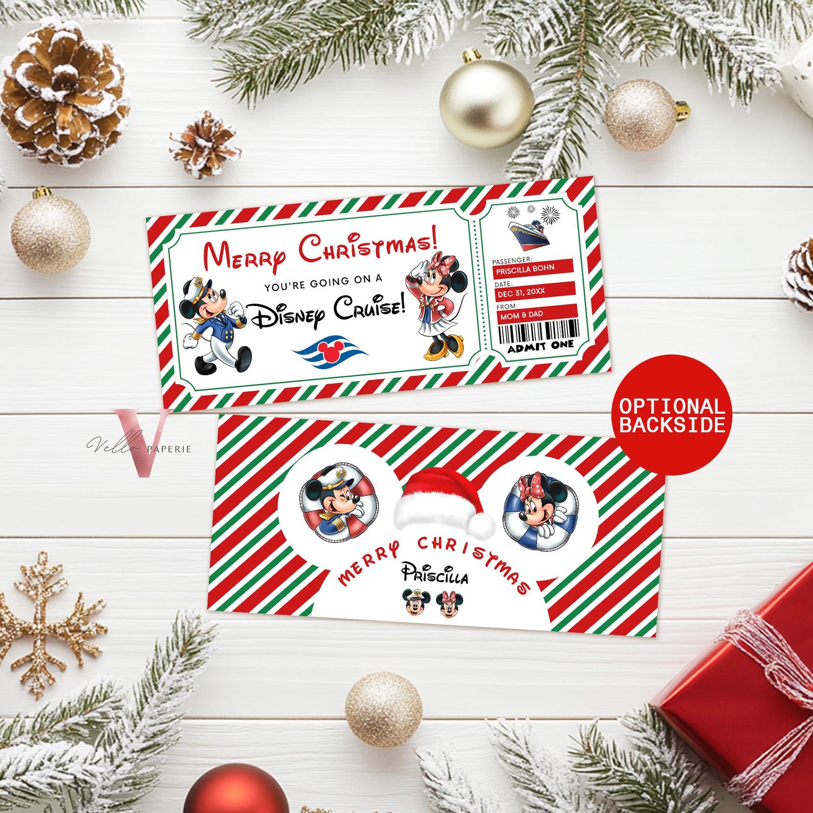 Editable Printable Christmas Disney Cruise Ticket | Disney Cruise ...
