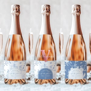 Something Blue before I DO Bridal Shower Champagne / Wine Label | Blue Toile de Juoy Label | Vintage Blue Floral, Bridal Party Decor SBB01
