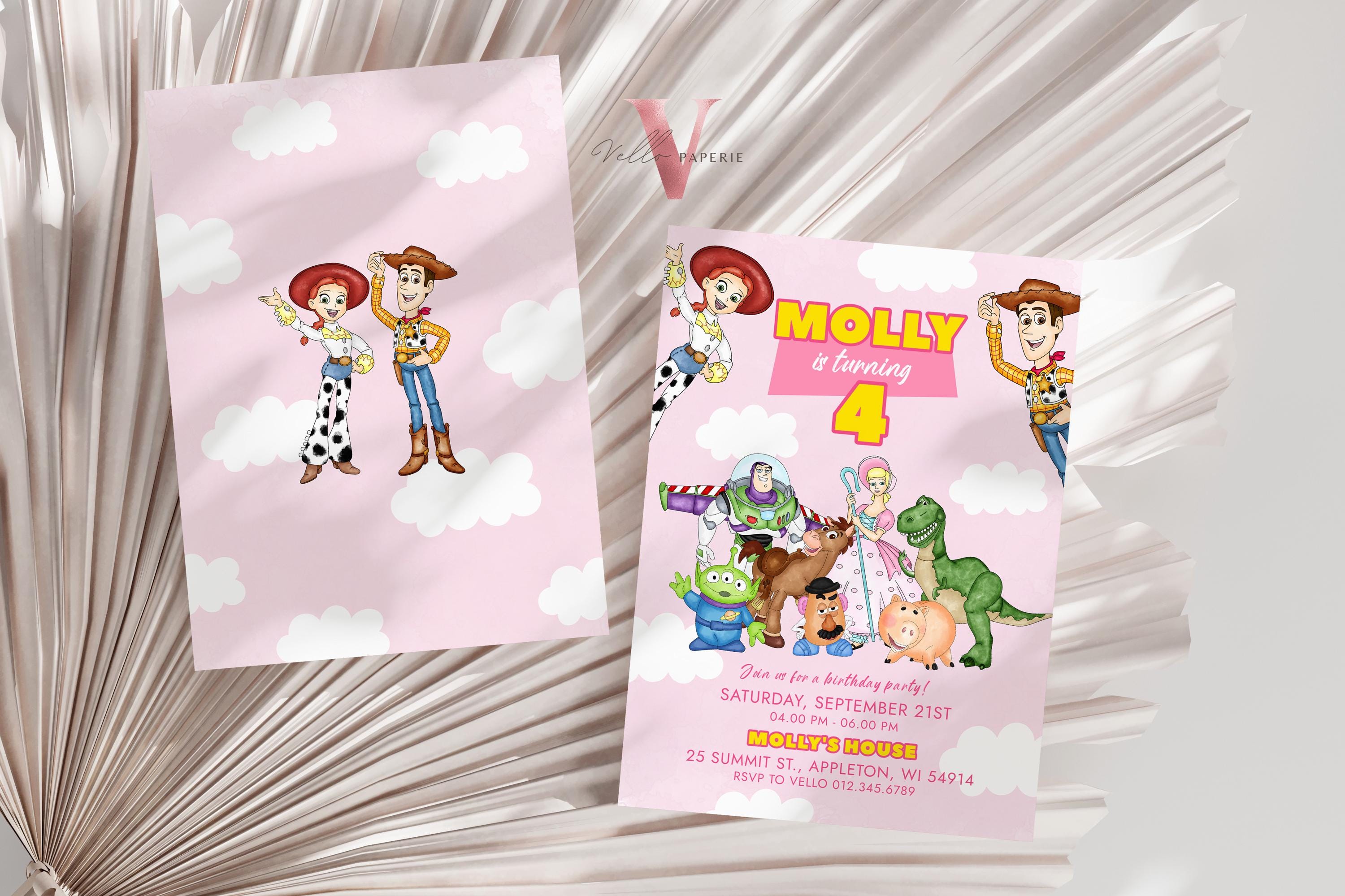 Any Age Pink TOY Story Birthday Invitation | Watercolor Toy Story Girl
