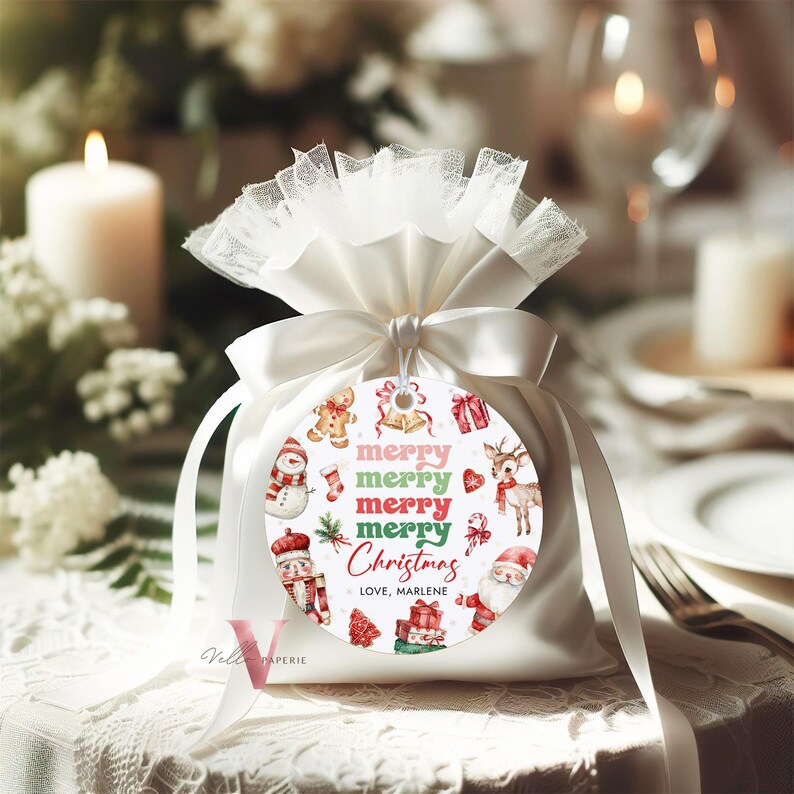 Editable Cute Merry Merry Merry Christmas Tags | Colorful Santa ...
