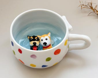 350ml-Personalized pet mug custom pet mug ceramic peekaboo mug/hidden animal coffee mug/Custom Cat and Dog Ceramic Mug/Gift For Dog Owner