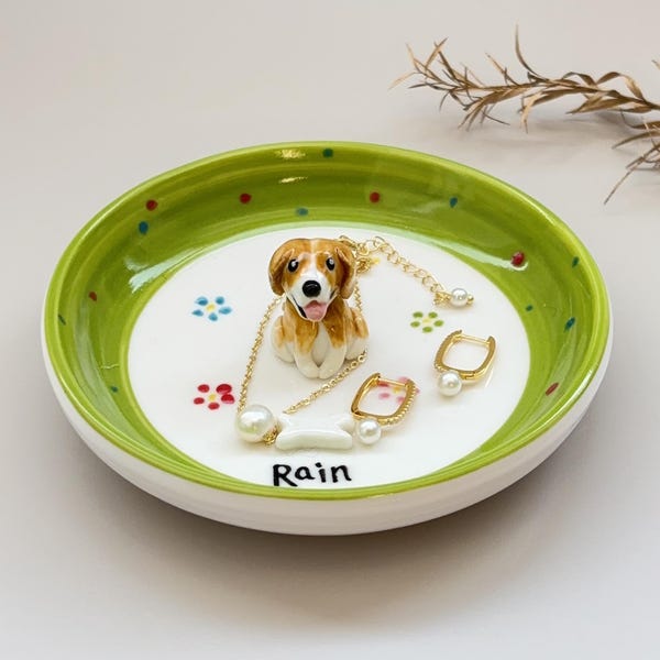 Personalized Pet Jewelry Dish/Dog Ceramic plate/Custom Dog Cat Ring Dish, Dog Mom Trinket Dish/ Pet Lovers Gift/Gift For Dog Owner