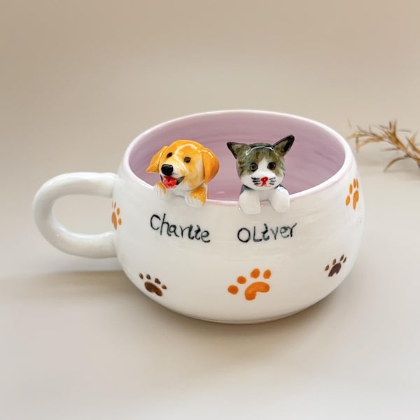 400ml-Pet Mug Custom Your idea Handmade Coffee Mug Birthday Gift for Pet Owner Family Gift Cute Dog Cappuccino Mug Hidden Animal Mug