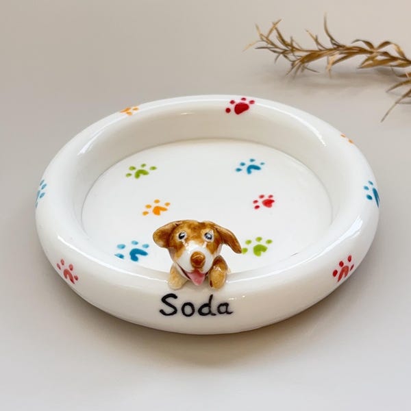 Custom Pet Jewelry Dish/Cat Ceramic plate/Customized Dog Cat Ring Dish/Dog Mom Trinket Dish/Pet Lovers Gift for her/Gift Ring Dish