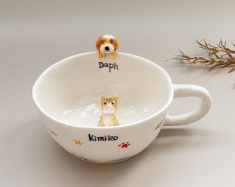 Personalized pet mug custom pet mug ceramic peekaboo mug/hidden animal coffee cup,Custom Cat and Dog Ceramic Mug,Gift For Dog Owner