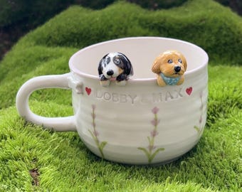 Lavender Personalized Pet Mug Custom Mug Pet idea Handmade Coffee Mug Gift for Pet Owner Cute Dog Ceramic Mug Hidden Animal Mug peekaboo mug