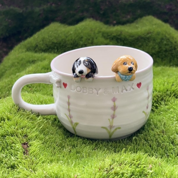Lavender Personalized Pet Mug Custom Mug Pet idea Handmade Coffee Mug Gift for Pet Owner Cute Dog Ceramic Mug Hidden Animal Mug peekaboo mug