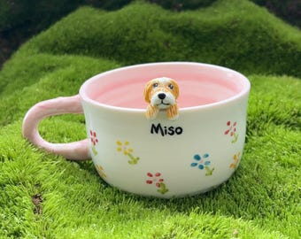 350ml-Personalized pet mug custom pet mug ceramic peekaboo mug/hidden animal coffee mug/Custom Cat and Dog Ceramic Mug/Gift For Dog Owner