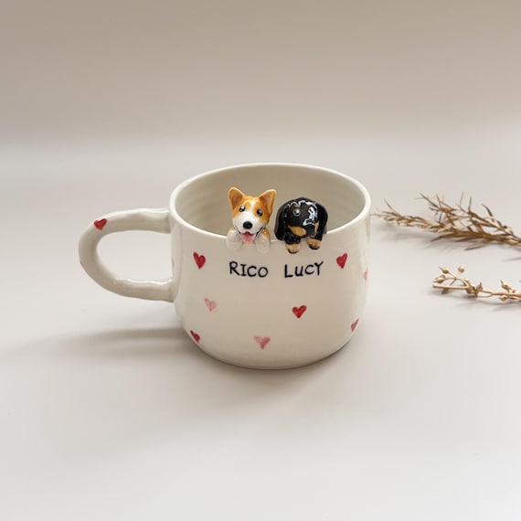 Personalized Pet Mug Custom Mug Pet idea Handmade Coffee Mug Gift for Pet Owner Cute Dog Cappuccino Mug Hidden Animal Mug peekaboo mug