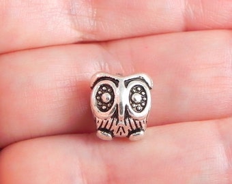 Free Ship 10Pcs Tibetan Silver Owl Charms European Owl Spacer Beads 11mm