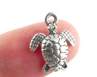 antique 3D 10 Turtle Charms BUY 4 GET 1 FREE Sea Life