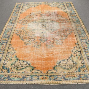 6x9ft Vintage Turkish Rug, 176x260cm Oushak Carpet, Muted Orange Rug, Handmade Wool Rug, Oriental Large Area Rug, Living Room Decor