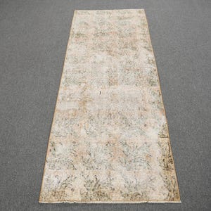 Vintage Turkish Runner, 2x6ft, Muted Pastel Tones, Subtle Floral Pattern, Unique Antique Rug