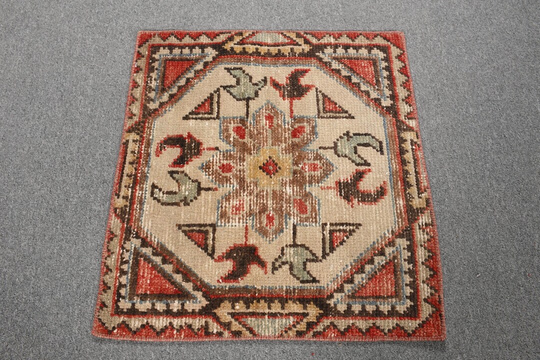 Vintage Turkish Rug, 2x2 Small Rug, Decorative Rugs, Rugs for Entry ...