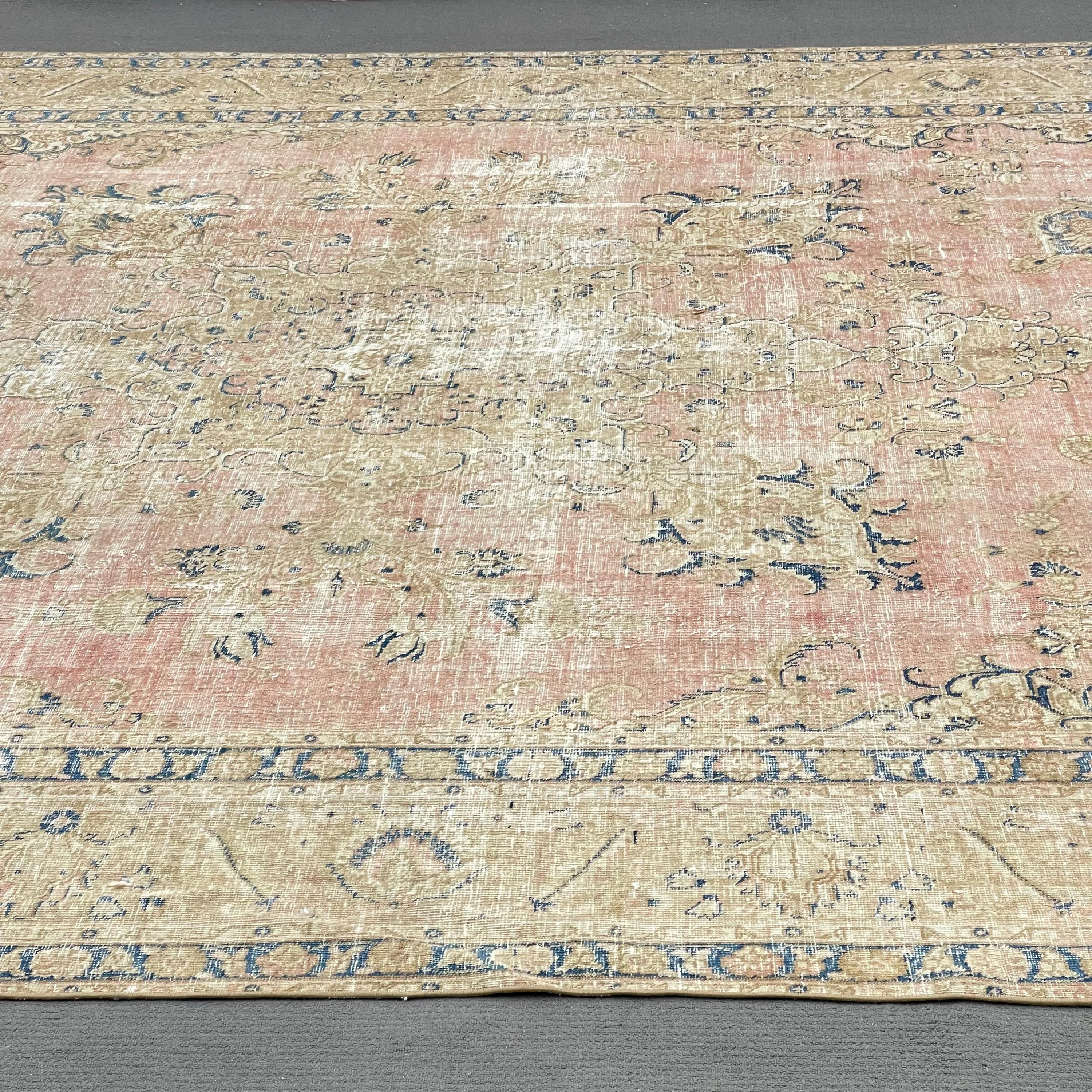 11x13.8 Ft Oversize Turkish Vintage Rug, Pink Bordered Wool Rug - Etsy