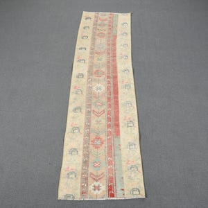 Patchwork Rug, Turkish Rug, Vintage Rug, 2x7 Runner Rugs, Antique Oushak Rug, Rugs For Corridor, 1.8x6.6 ft Beige Rug, Wool Kitchen Rug,