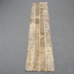 2x8 Runner Rug, Patchwork Rug, Vintage Rug, Turkish Rug, Anatolian Rug, Rugs For Stair, 1.8x7.4 ft Brown Rug, Wool Rug, Kitchen Runner Rug,
