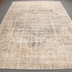 Vintage Turkish Rug 8x12ft, 251x368cm, Faded Carpet