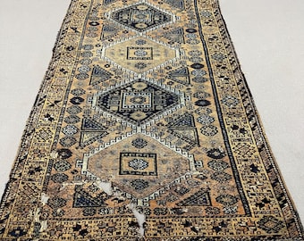 Tappeto turco 4,3 x 8 piedi, tappeto vintage, tappeto mimetico marrone