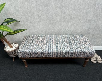 Handmade Furniture, Bedroom Bench, Upholstered Wood Bench, Ottoman Bench, Cushion Bench, Coffee Table, Piano Bench, Turkish Rug Bench