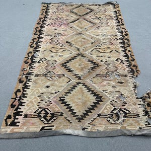 5x9.2 ft Kilim Rug, Turkish Vintage Rug, Brown Black Patchwork Rug