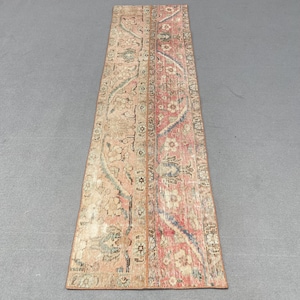 Patchwork Rug, 2x8 Runner Rugs, Turkish Rug, Vintage Rug, Oushak Rug, Rugs For Kitchen, 2.1x7.7 ft Red Rug, Rustic Turkish Rug, Antique Rug,