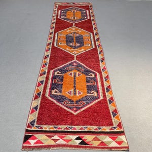 Alfombra de corredor de 3x12, alfombra turca, alfombra vintage, alfombra Herki, alfombra anatolia, alfombras para escaleras, alfombra roja de 3.1 x 12 pies, alfombra vintage neutra, alfombra decorativa.