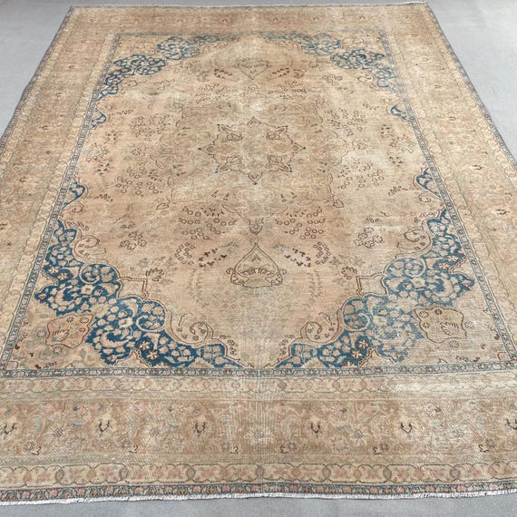 ビンテージトルコ絨毯 トルコ絨毯、9x12インチの特大絨毯、ヴィンテージ絨毯