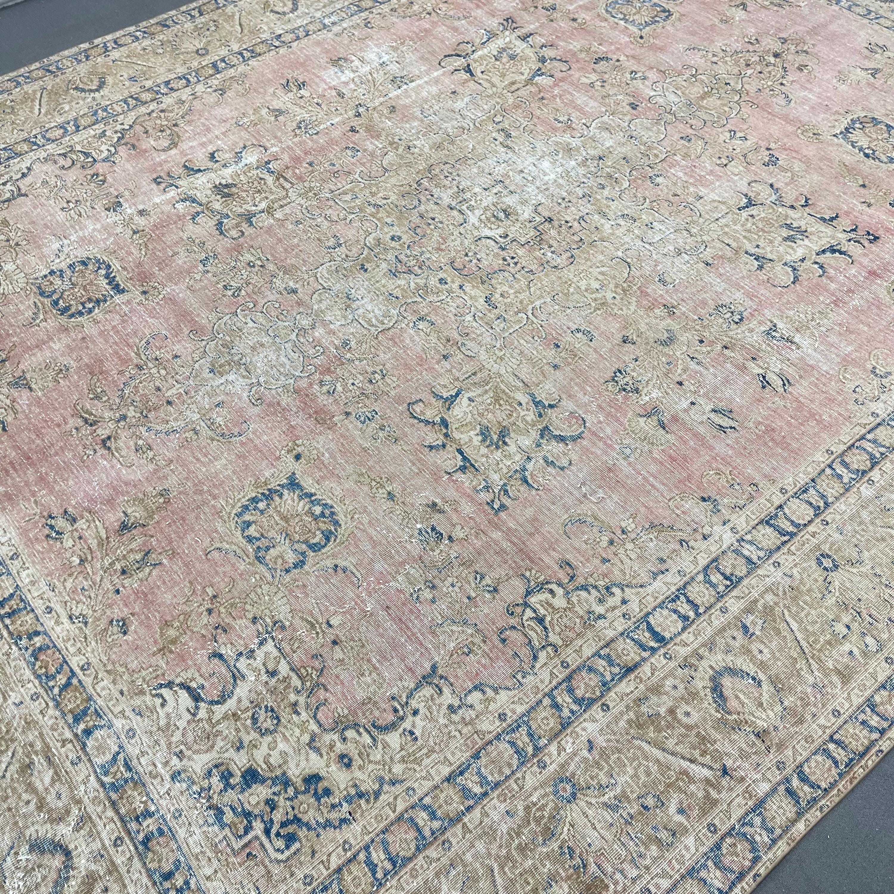 11x13.8 Ft Oversize Turkish Vintage Rug, Pink Bordered Wool Rug - Etsy