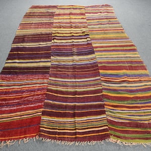 Vintage Turks gestreept kelimtapijt 6 x 9 ft
