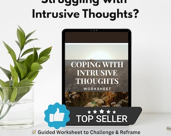 Intrusive Thoughts Worksheet | Stop Overthinking Guide | Printable Anxiety & Mindset Journal PDF | Therapist Aid CBT