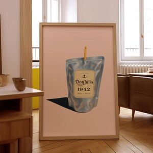 Juice Pouch Print | Luxury Pop Art Digital Download | Minimalist Champagne Wall Art for Trendy Home, Dorm, or Bar Cart Decor