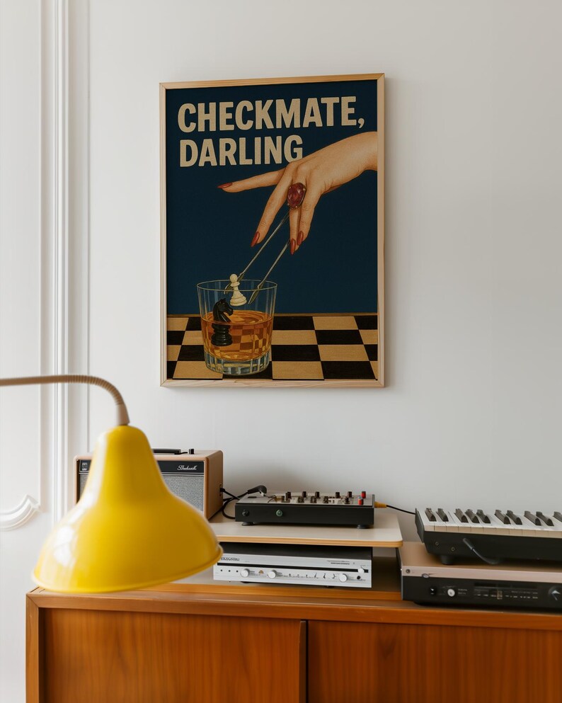 Checkmate Darling Wall Art | Chess Quote Poster | Whiskey Bar Decor ...