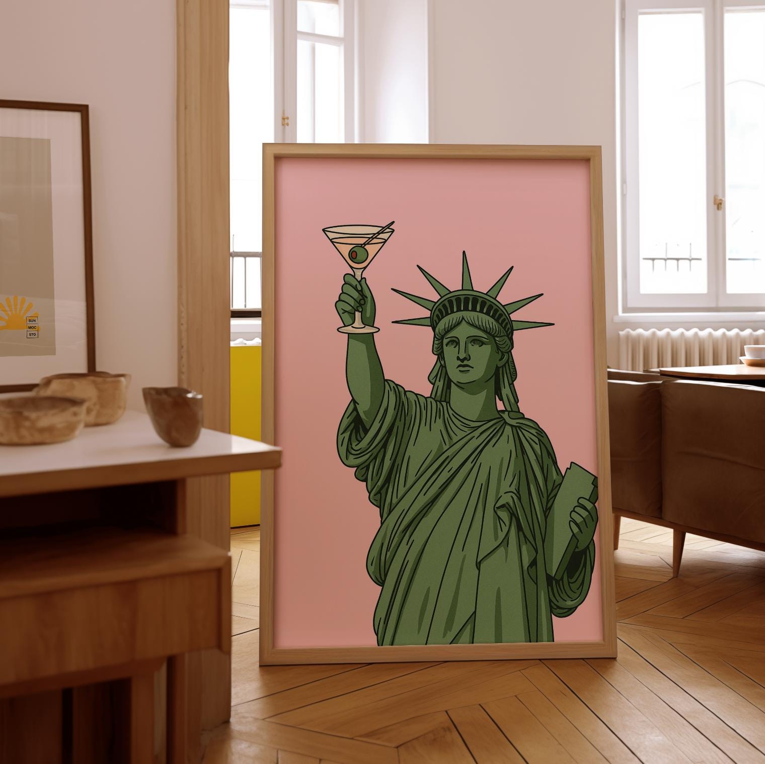Statue of Liberty Martini Print: NYC Pop Art for Bar Cart (digital